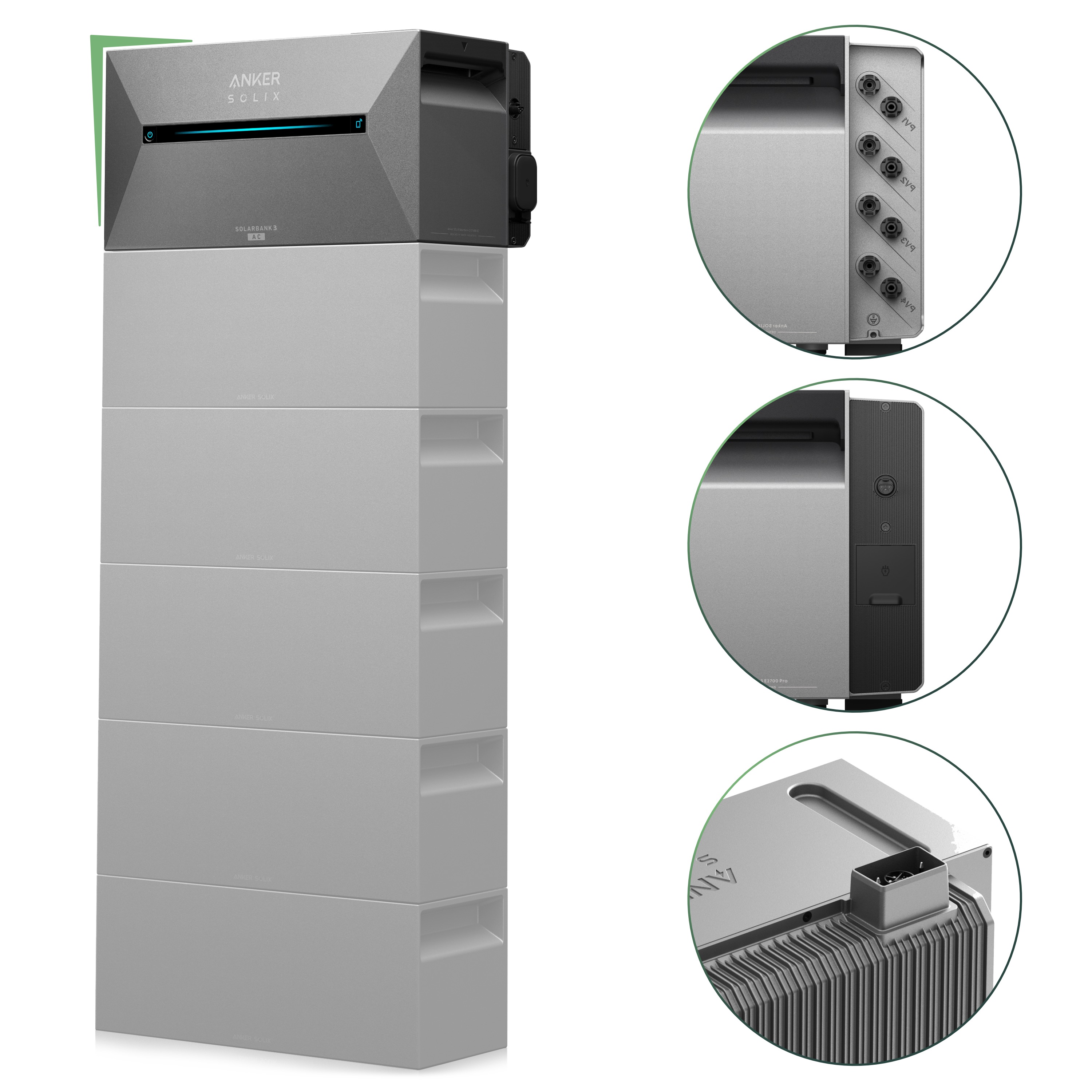 Balkonkraftwerk Set 440 Wp — Anker Solarbank 3 Pro / 2,7 kWh / Trina 440 Wp Glas-Glas Bifazial Modul / 1 Modul / Schuko Stecker / 3 m