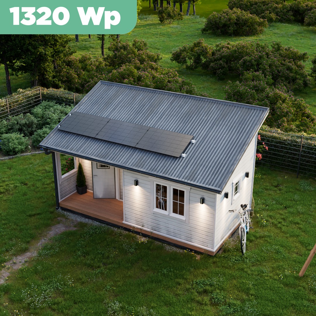 Balkonkraftwerk Trapezblech 1320 Wp — APsystems EZ1-M 800 W / Trina Solar / 440 Wp (Glas-Glas + Bifazial) / Standard Halterung / eine Reihe quer / 3 Module