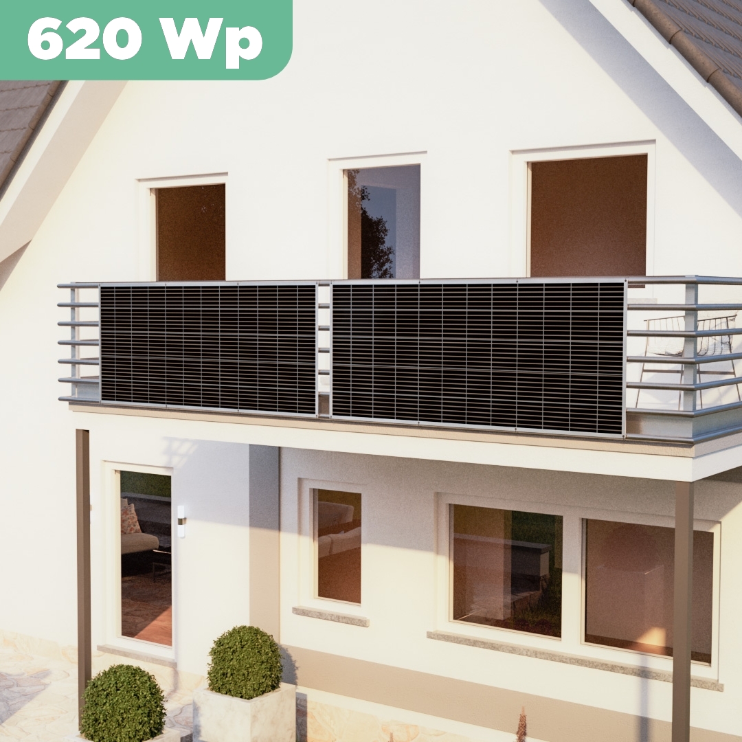 Balkonkraftwerk mit Ultraleicht-Modulen 620 Wp — APsystems EZ1-M 800 W / Sunman / 310 Wp (89 cm x 201 cm) / 2 Module / 10 m