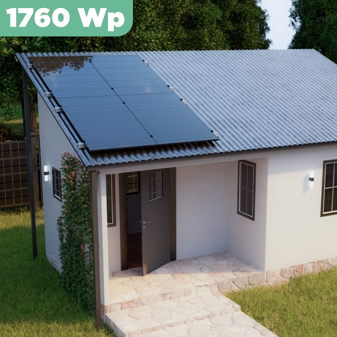 Balkonkraftwerk Trapezblech 1760 Wp — APsystems EZ1-M 800 W / Trina Solar / 440 Wp (Glas-Glas + Bifazial) / Standard Halterung / zwei Reihen hochkant / 4 Module / 20 m