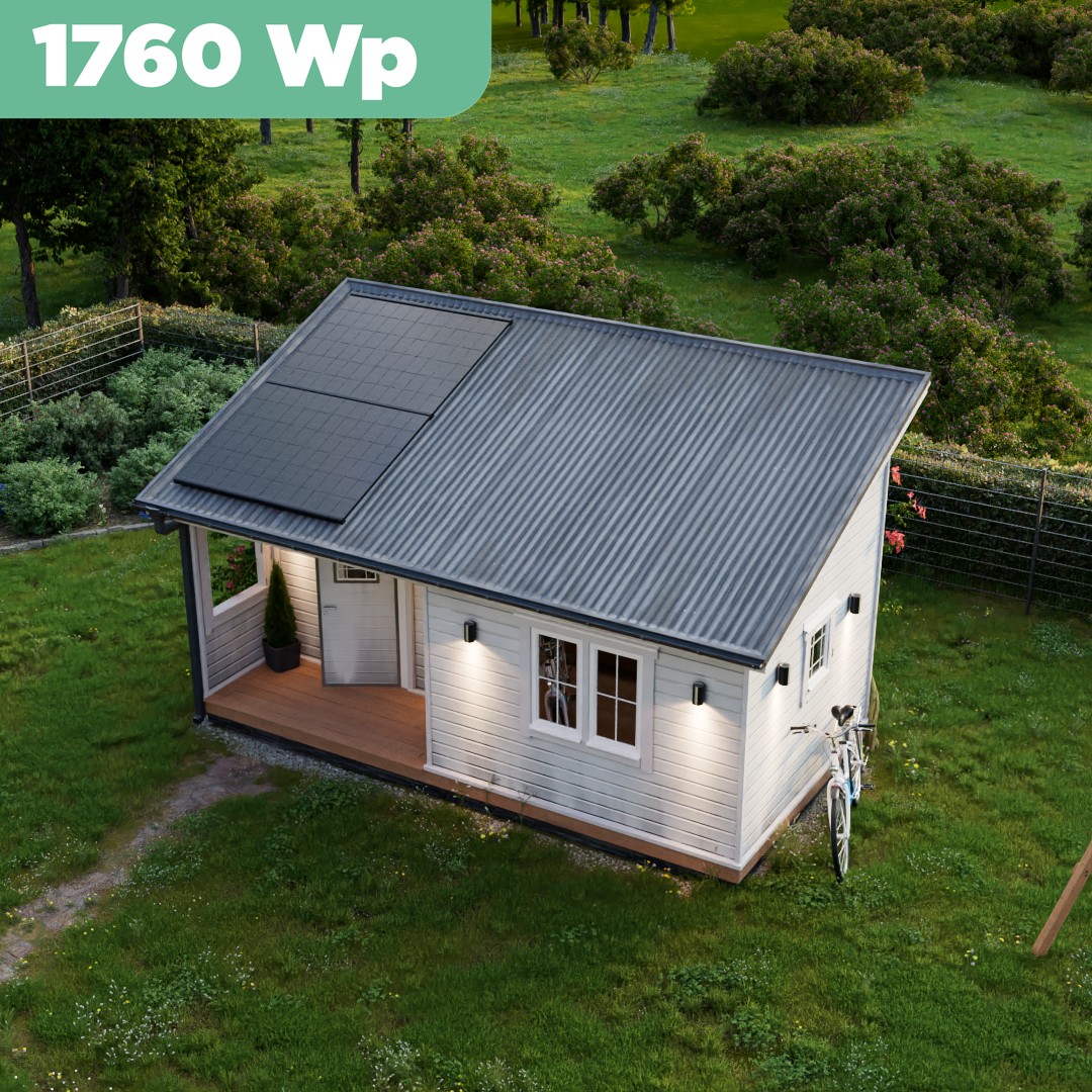 Balkonkraftwerk Trapezblech 1760 Wp — APsystems EZ1-M 800 W / Trina Solar / 440 Wp (Glas-Glas + Bifazial) / Premium Halterung / zwei Reihen hochkant / 4 Module