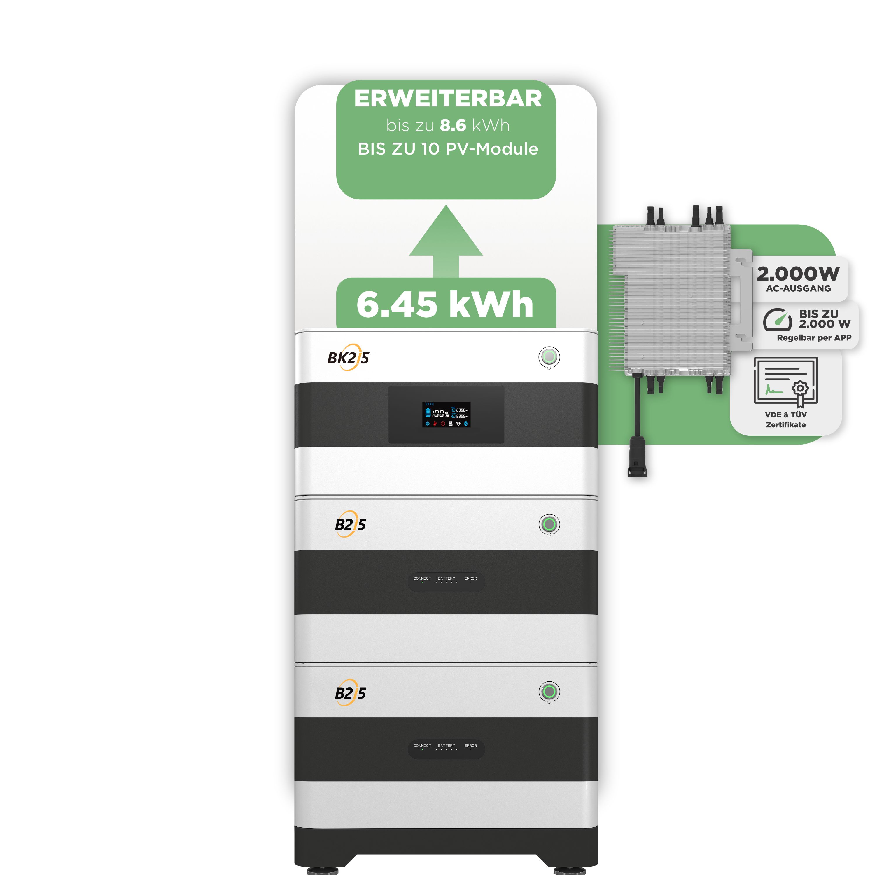 SunEnergyXT Balkonkraftwerkspeicher — 6.450 Wh / 2000 W (Deye-SUN-M)