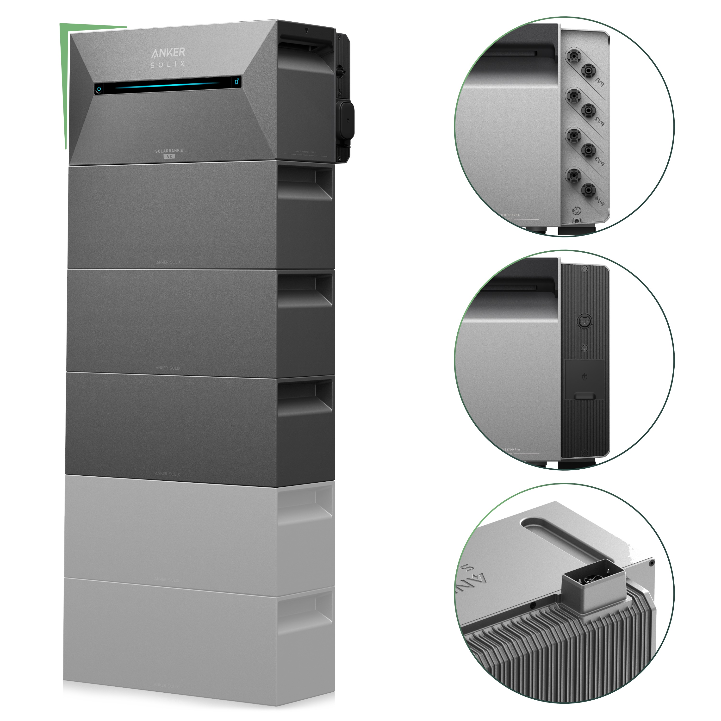 Balkonkraftwerk Set 440 Wp — Anker Solarbank 3 Pro / 10,8 kWh / Trina 440 Wp Glas-Glas Bifazial Modul / 1 Modul / Schuko Stecker / 3 m