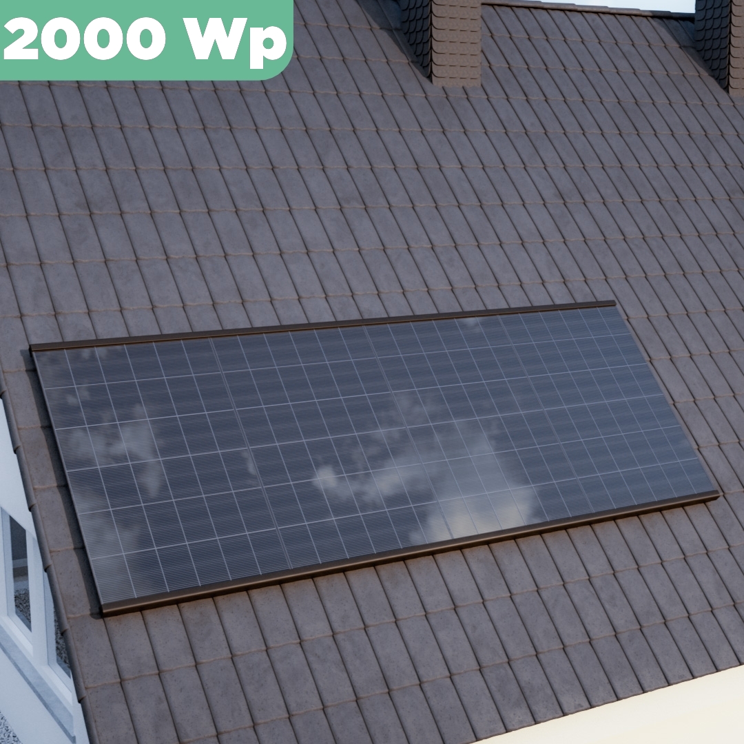 Balkonkraftwerk Ziegeldach 2000 Wp — APsystems EZ1-M 800 WTrina Solar / 500 Wp (Glas-Glas) / Premium Halterung / eine Reihe hochkant / 4 Module / 20 m