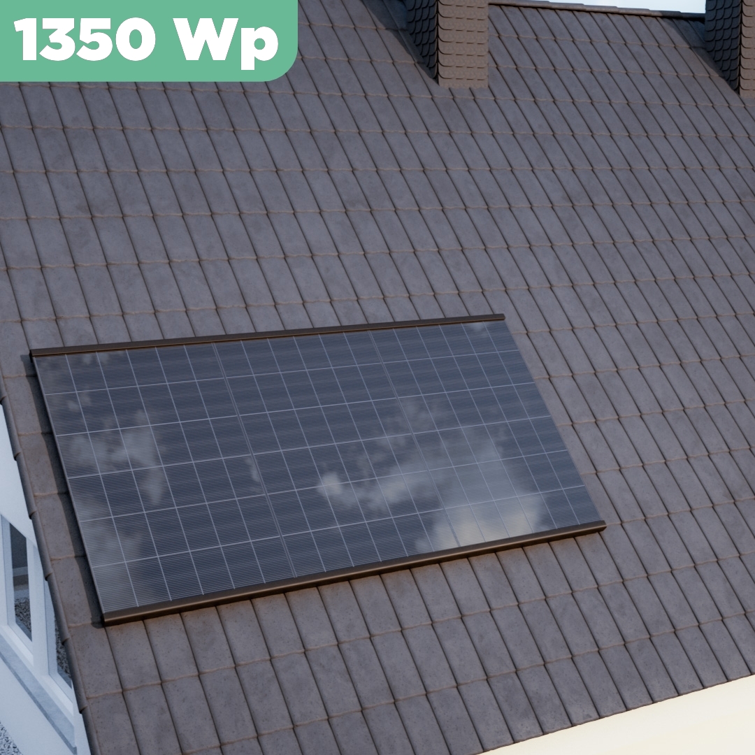 Balkonkraftwerk Ziegeldach 1350 Wp — APsystems EZ1-M 800 WTrina Solar / 450 Wp (Glas-Glas) / Premium Halterung / eine Reihe hochkant / 3 Module / 20 m