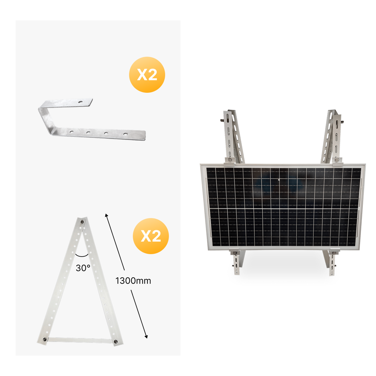 Sunlit Solar 3-in-1 Modulhalterung — Universalhalterung für Balkon, Terasse. Flachdach