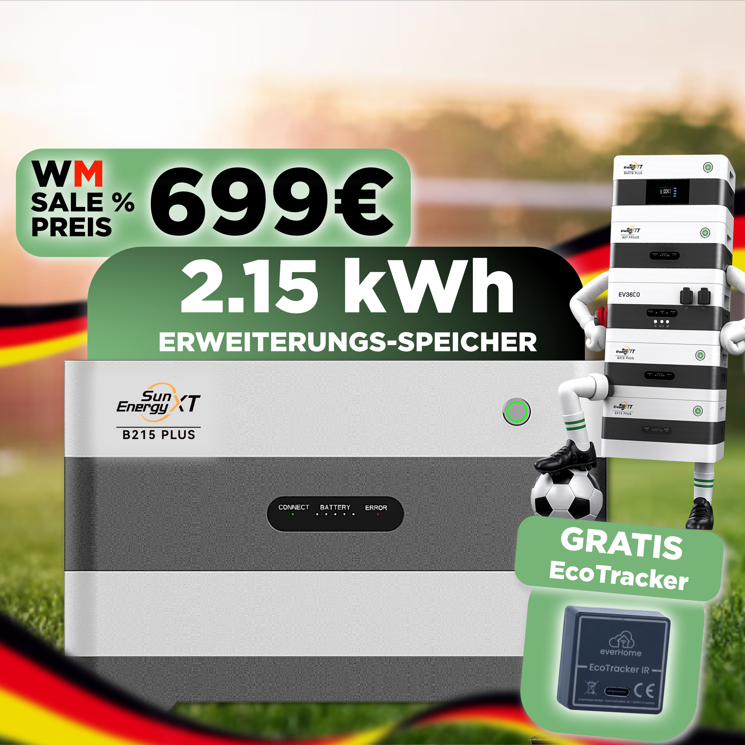 SunEnergyXT B215 PLUS — Erweiterungsspeicher für SunEnergyXT Balkonkraftwerkspeicher - Erweiterungsmodul 2.150 Wh