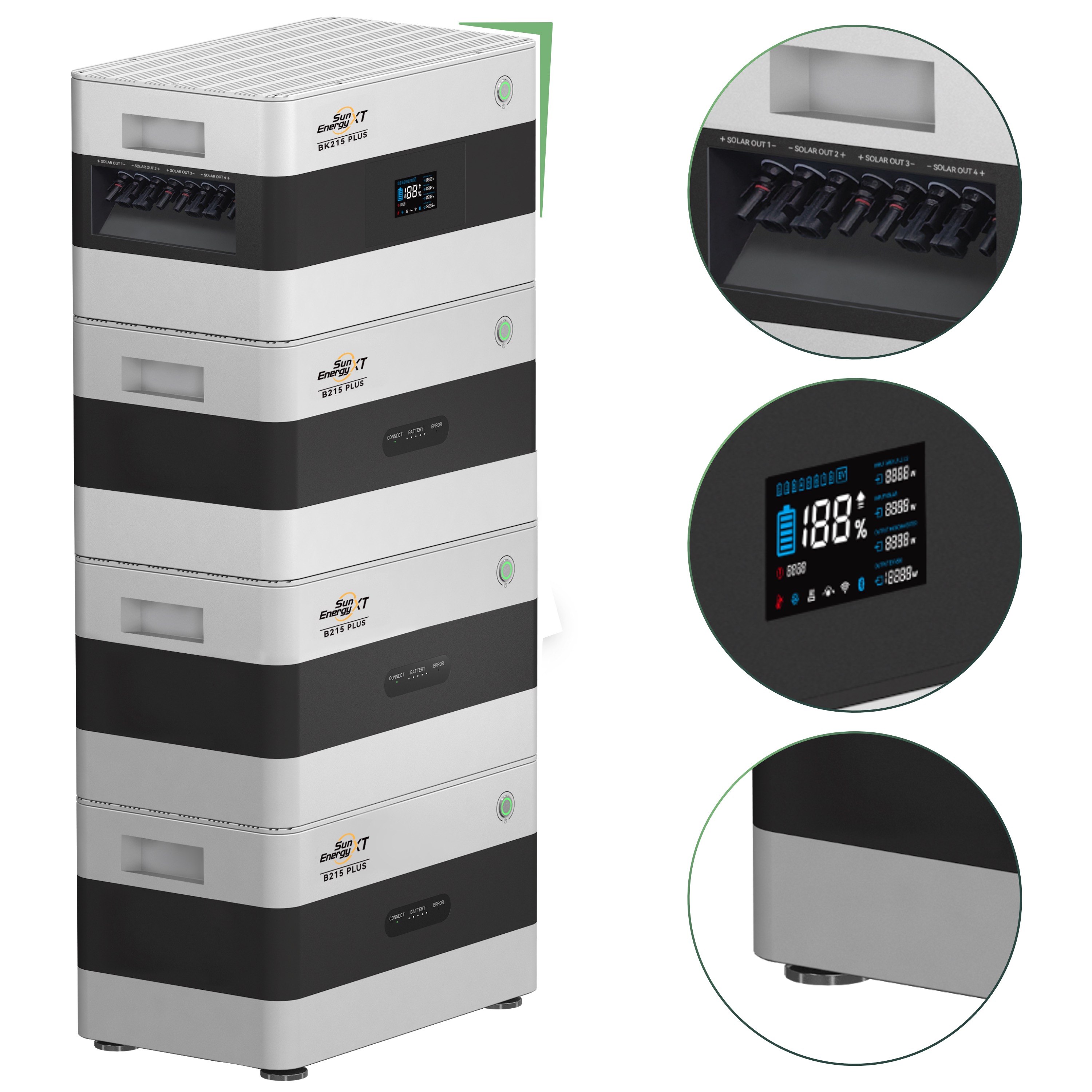 Balkonkraftwerk Set 440 Wp — SunEnergyXT Plus / 8,6 kWh / Trina 440 Wp Glas-Glas Bifazial Modul / 1 Modul / APSystems EZ1-M (bis 800 W) / Schuko Stecker / 5 m