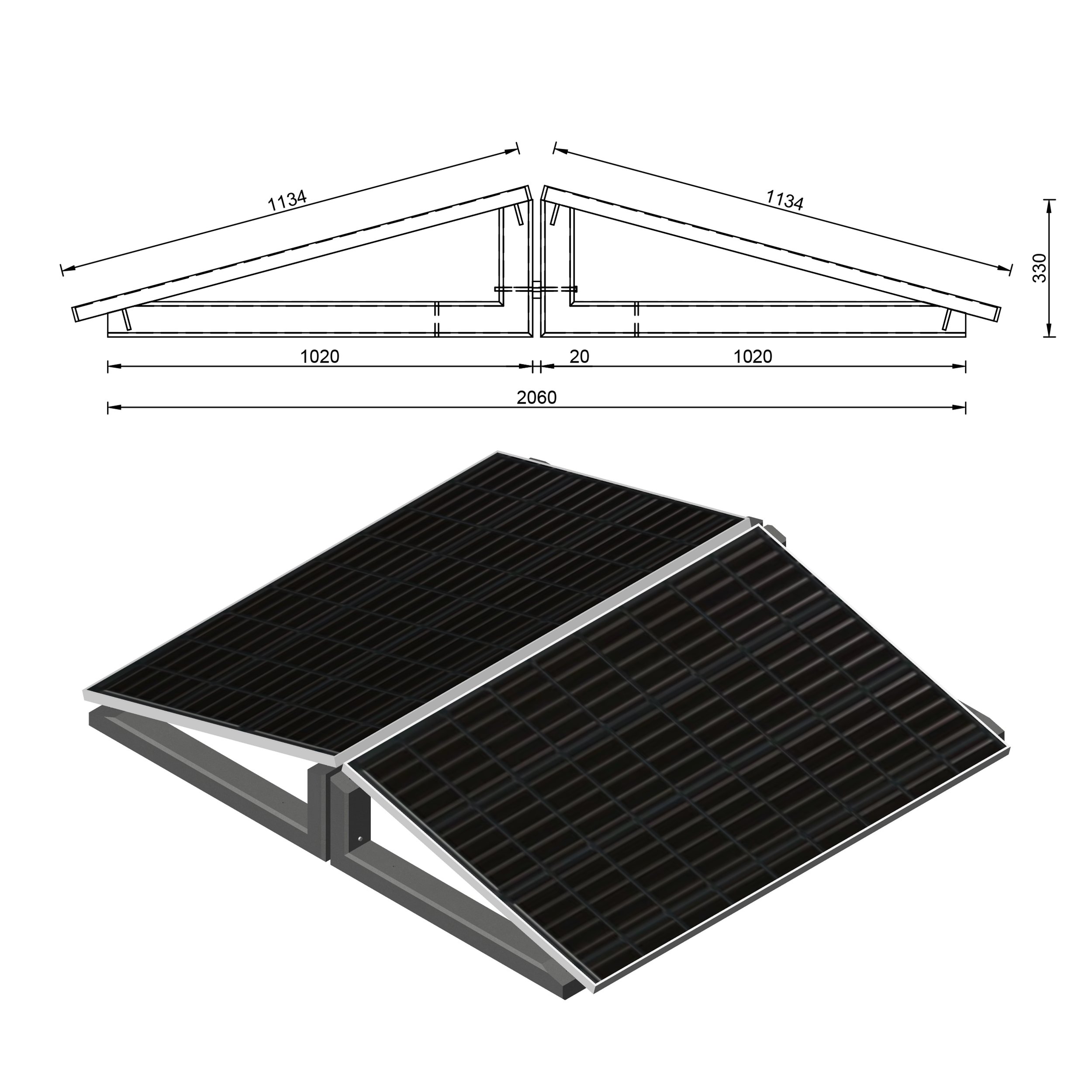 Wattstone Set — 1 Modul / Horizontal / eine Reihe / 15°