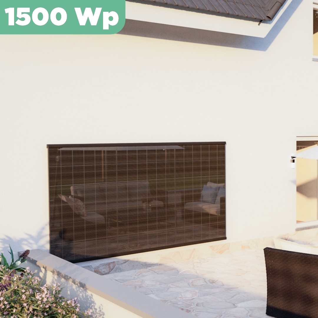 Balkonkraftwerk Wand 1500 Wp — APsystems EZ1-M 800 WTrina Solar / 500 Wp (Glas-Glas) / eine Reihe hochkant / 3 Module / 20 m