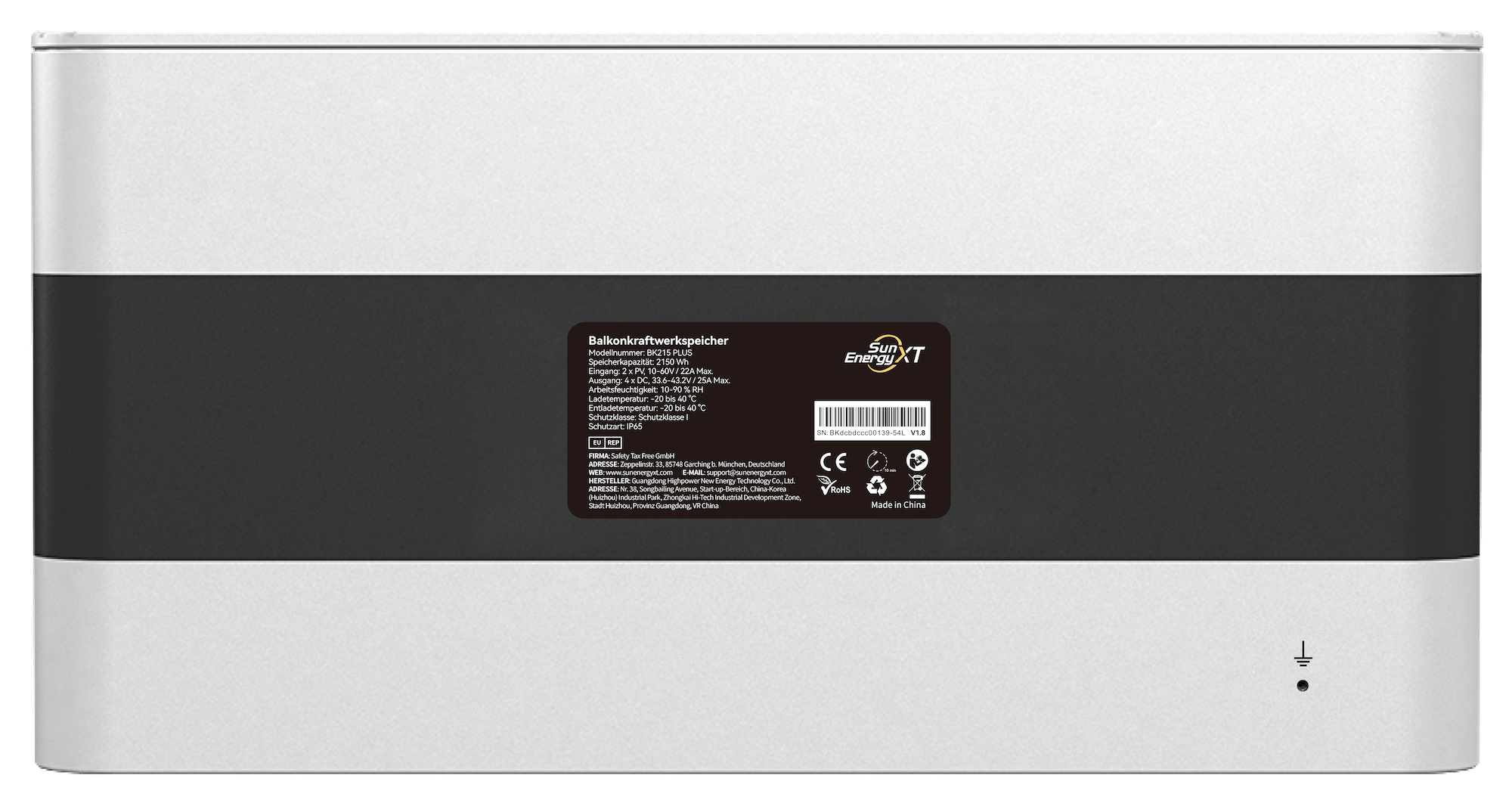 SunEnergyXT BK215 PLUS — Batteriespeicher für Balkonkraftwerke - Kopfmodul 2.150 Wh