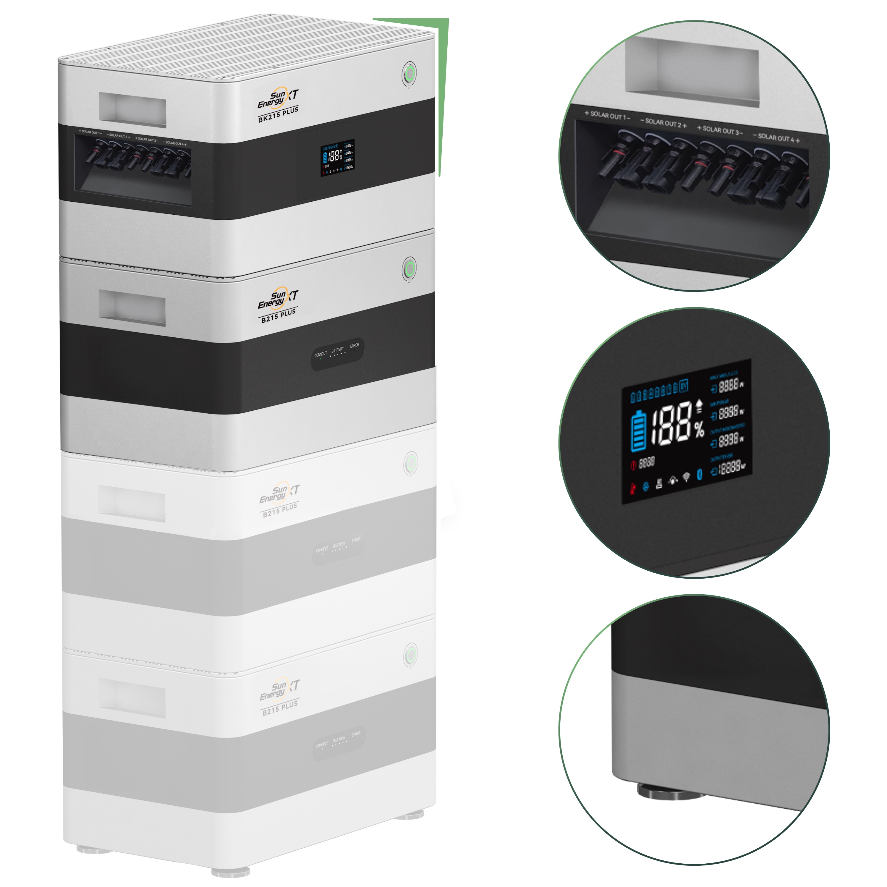 Balkonkraftwerk Set 440 Wp — SunEnergyXT Plus / 4,3 kWh / Trina 440 Wp Glas-Glas Bifazial Modul / 1 Modul / APSystems EZ1-M (bis 800 W) / Schuko Stecker / 5 m