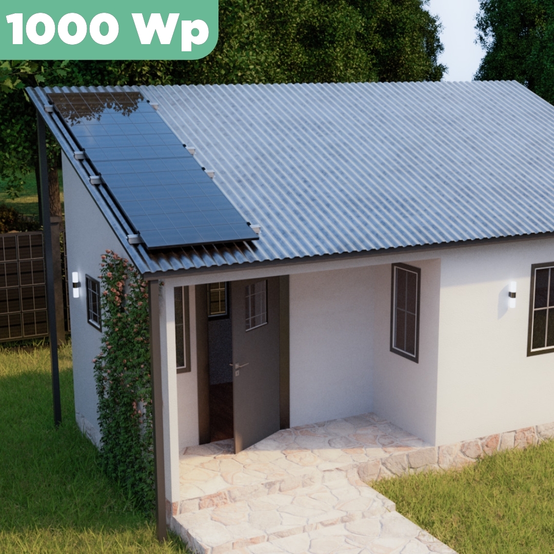 Balkonkraftwerk Trapezblech 1000 Wp — APsystems EZ1-M 800 W / Trina Solar / 500 Wp (Glas-Glas) / Standard Halterung / zwei Reihen hochkant / 2 Module / 20 m