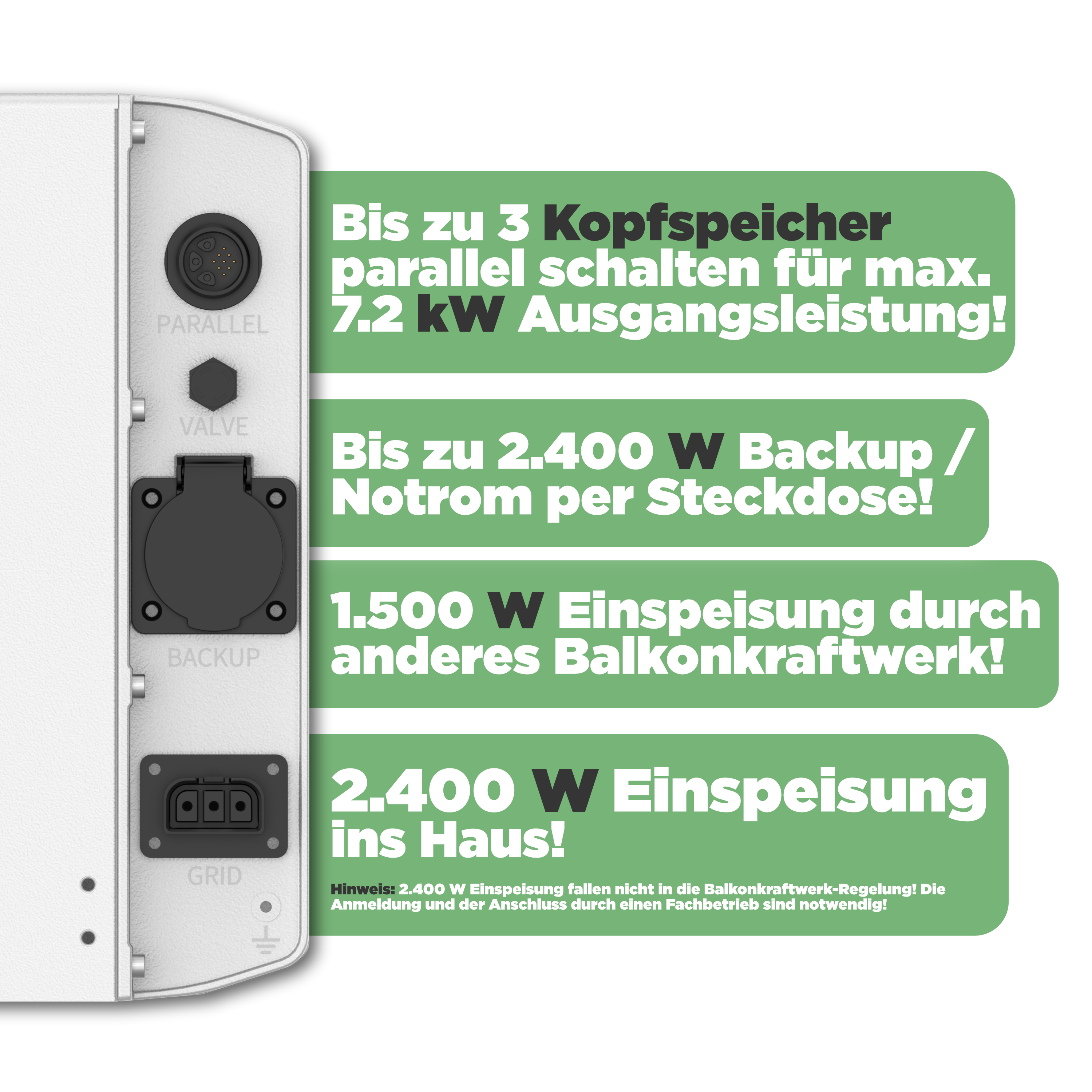 SunEnergyXT 500 PRO AC Core — 5 kWh Nachrüst-Speicher mit 2.400W Wechselrichter & Notstromfunktion (LFP, erweiterbar auf 30 kWh)