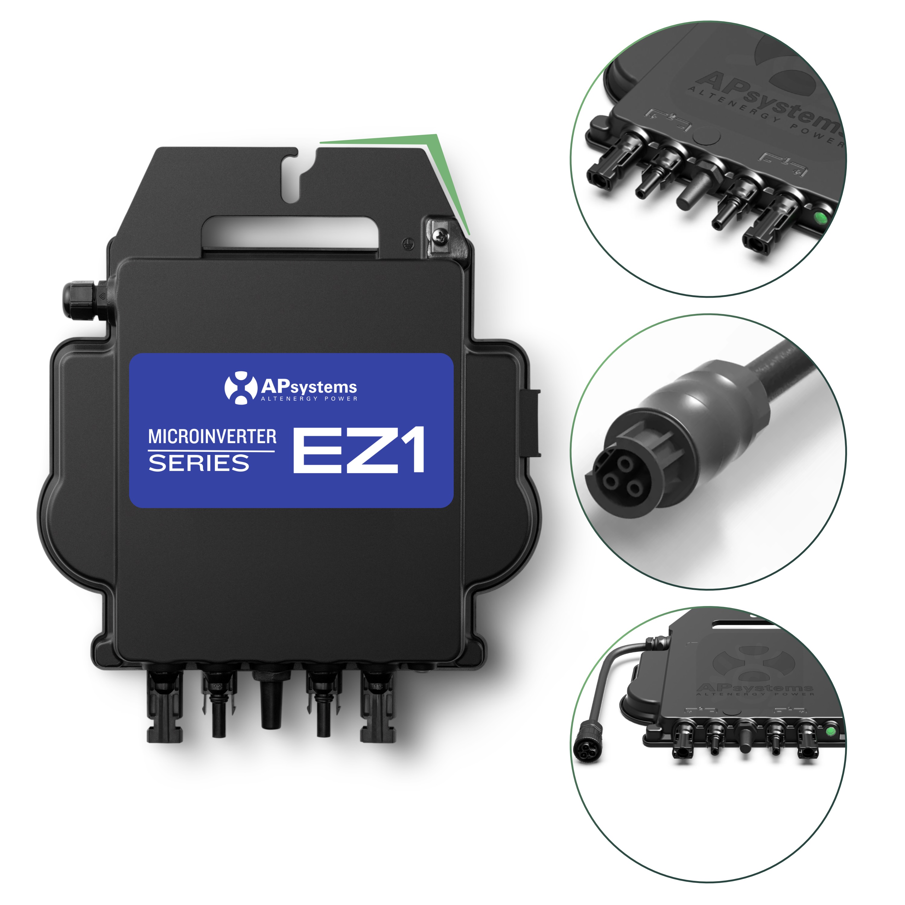 Balkonkraftwerk Set 440 Wp — Trina 440 Wp Glas-Glas Bifazial Modul / 1 Modul / APSystems EZ1-M (bis 800 W) / Schuko Stecker / 5 m