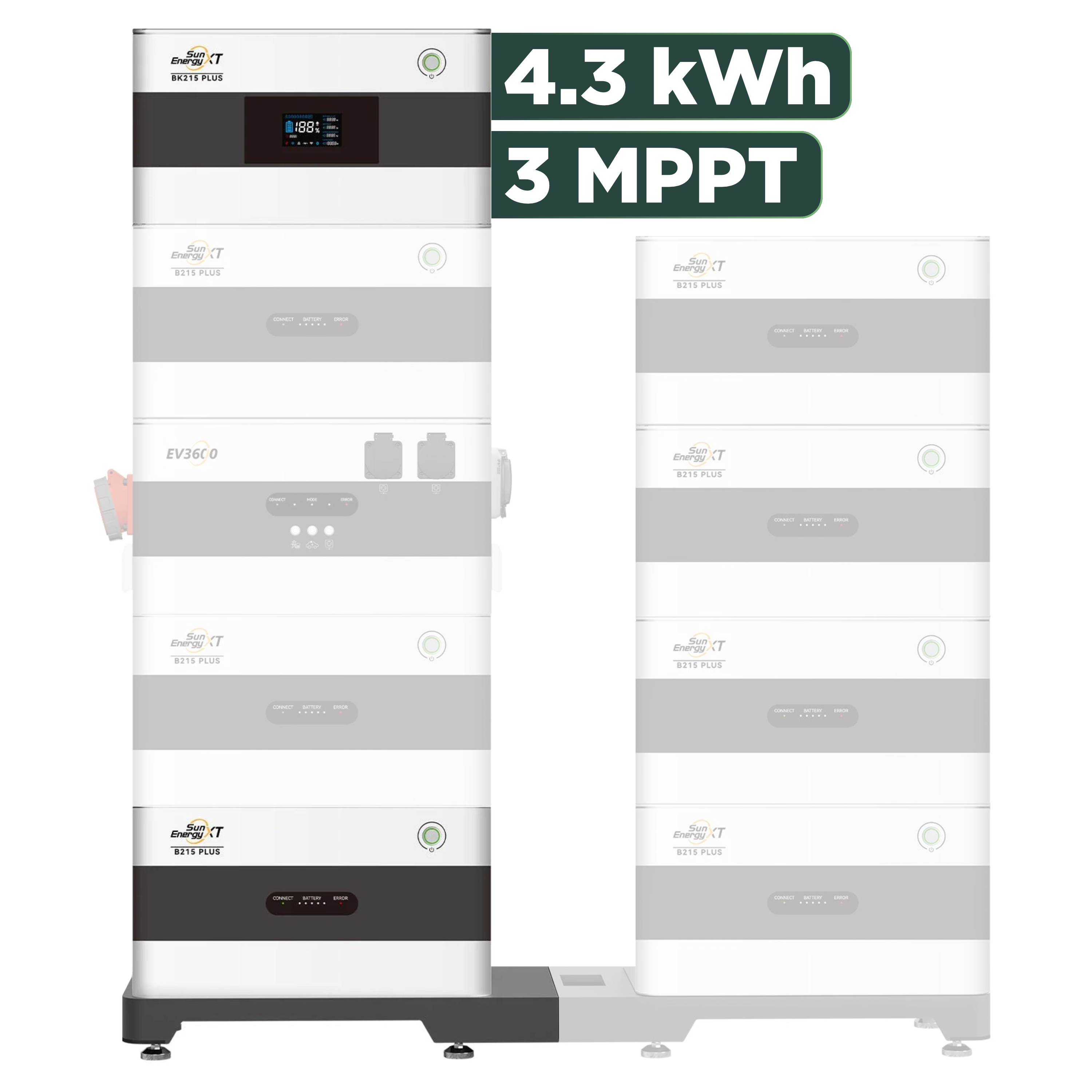 SunEnergyXT Plus (bis 17,2 kWh) Konfigurator 1920 Wp mit BK215 / 4,3 kWh / Solyco 480 Wp Back Contact / 4 Module