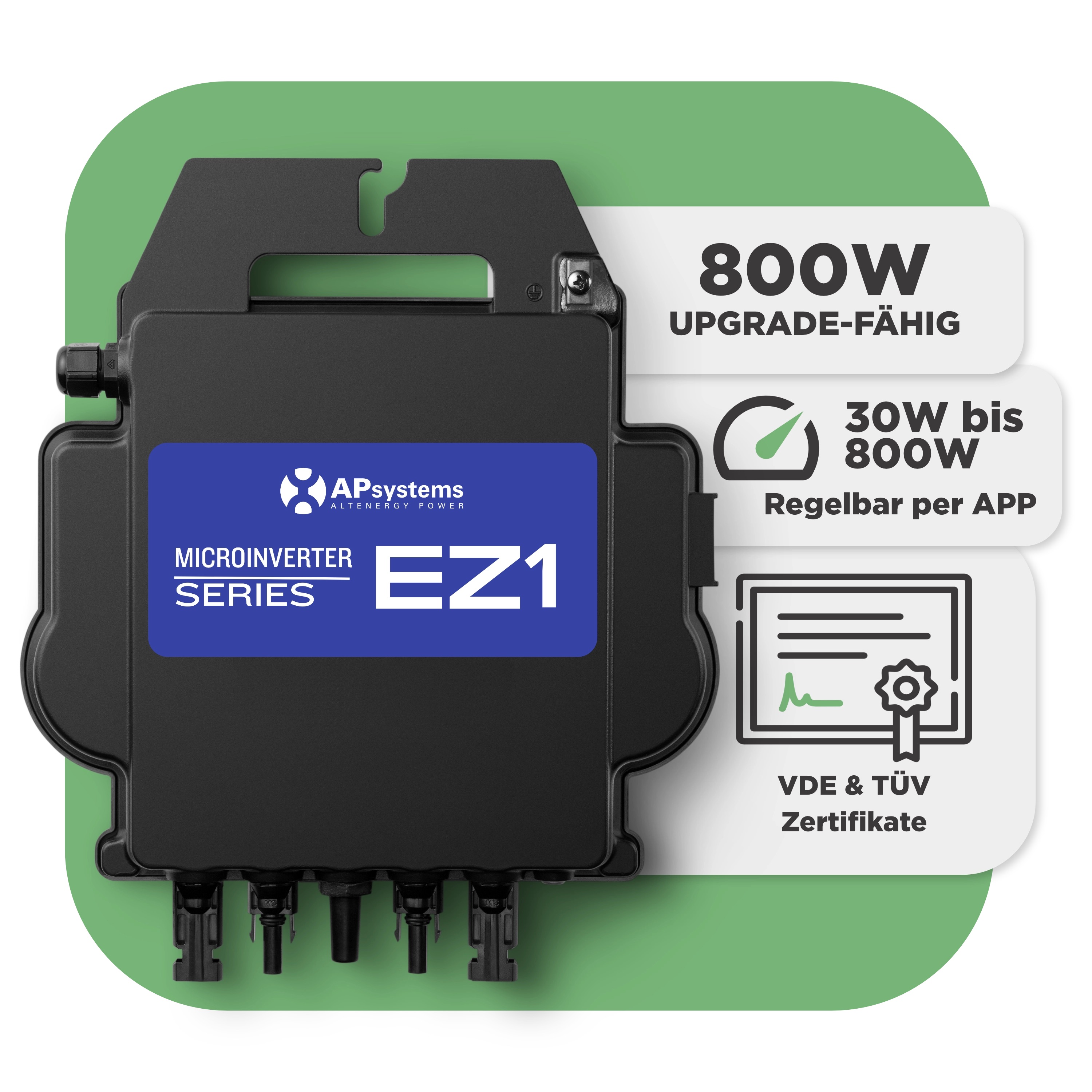 Balkonkraftwerk mit Ultraleicht-Modulen 930 Wp — APsystems EZ1-M 800 W / Sunman / 310 Wp (89 cm x 201 cm) / 3 Module / 20 m