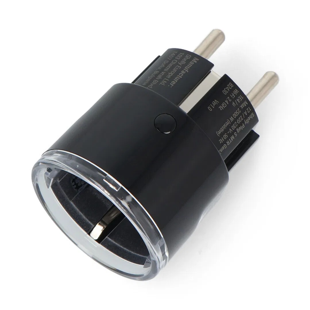 Shelly Plug S Gen3 — Smarter, WLAN / Bluetooth und Matter-kompatibler Stecker mit Leistungsmessung (schwarz)