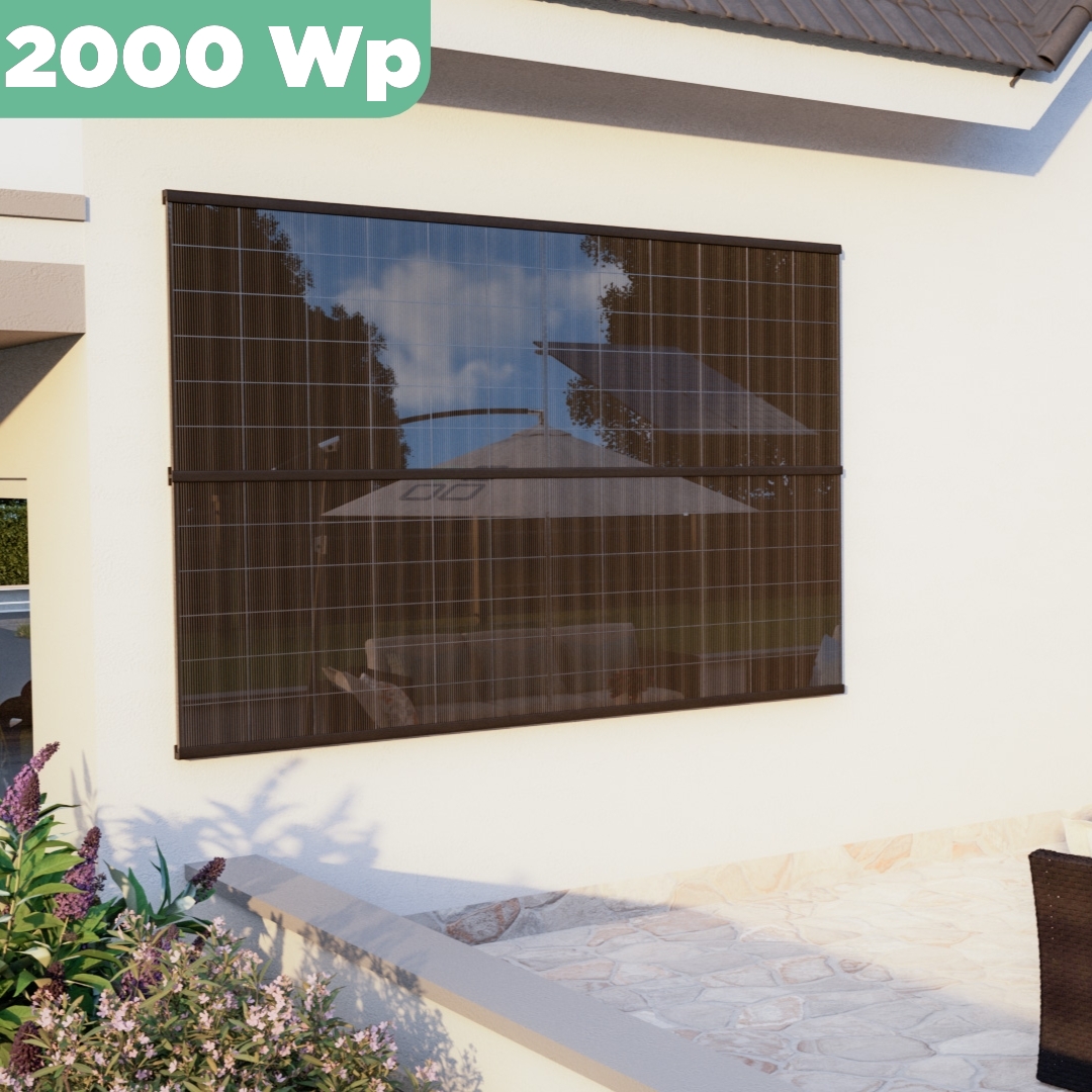 Balkonkraftwerk Wand 2000 Wp — APsystems EZ1-M 800 WTrina Solar / 500 Wp (Glas-Glas) / zwei Reihen quer / 4 Module / 20 m