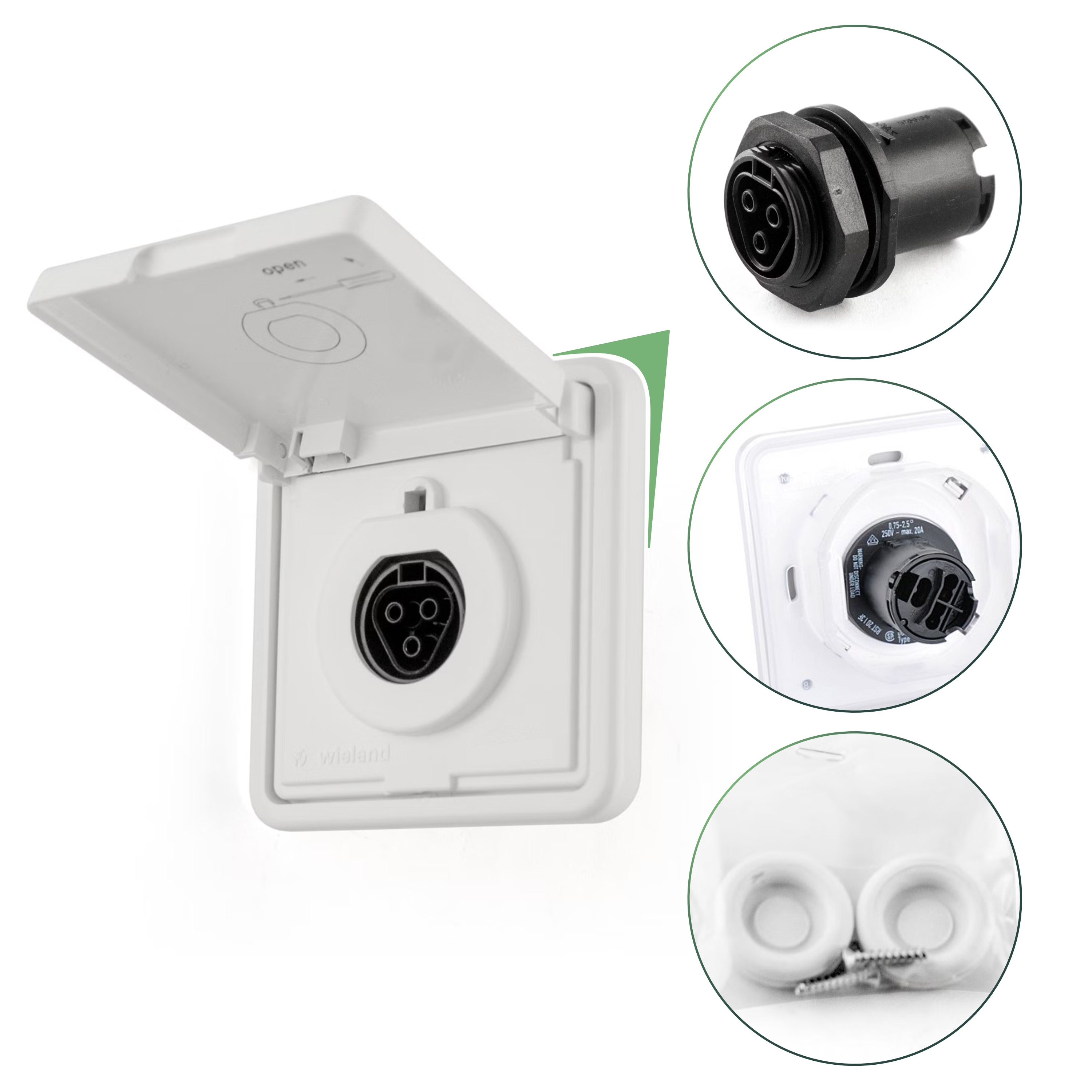 Balkonkraftwerk Set 440 Wp — Trina 440 Wp Glas-Glas Bifazial Modul / 1 Modul / APSystems EZ1-M (bis 800 W) / Wieland Stecker + Dose / 5 m