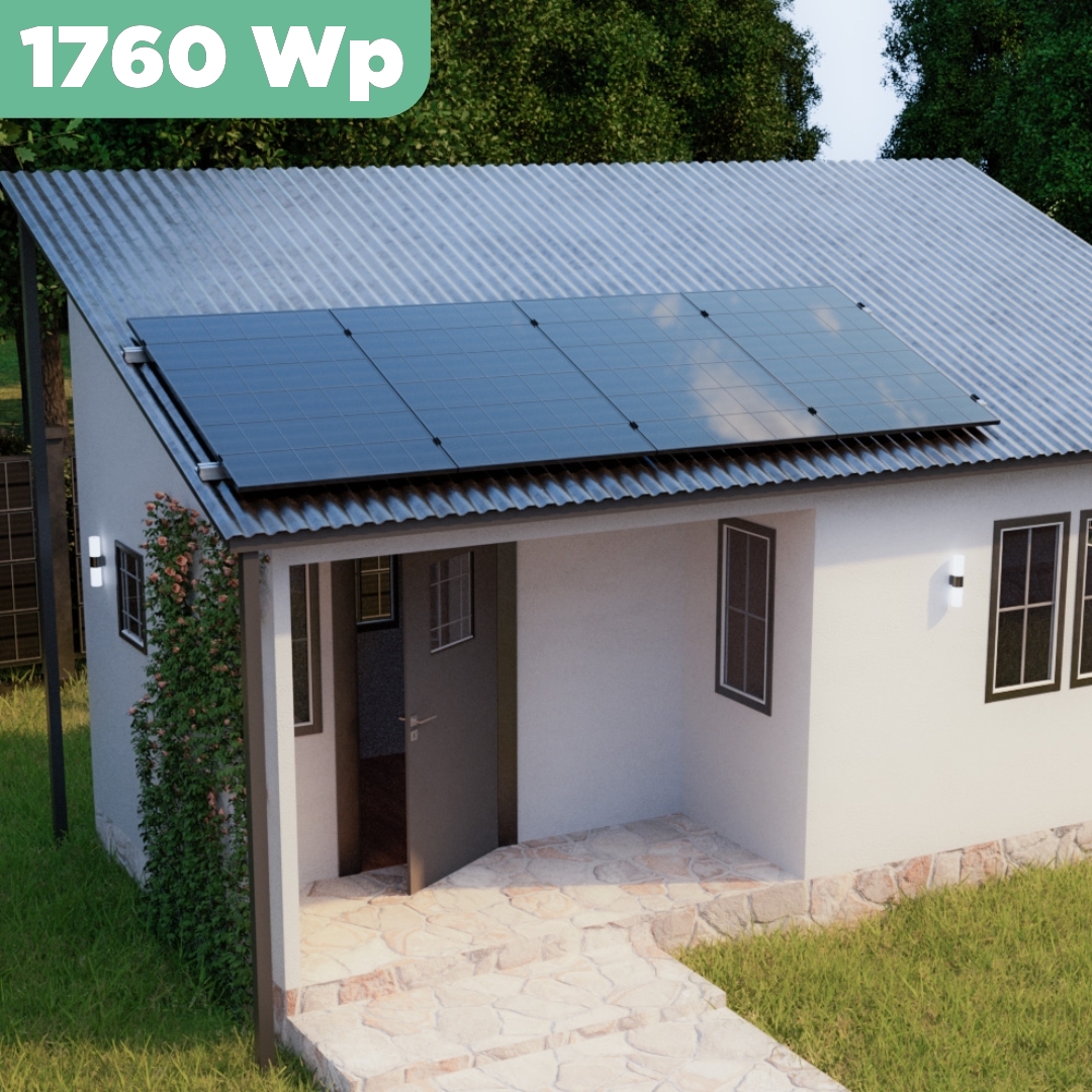 Balkonkraftwerk Trapezblech 1760 Wp — APsystems EZ1-M 800 W / Trina Solar / 440 Wp (Glas-Glas + Bifazial) / Standard Halterung / eine Reihe hochkant / 4 Module / 20 m