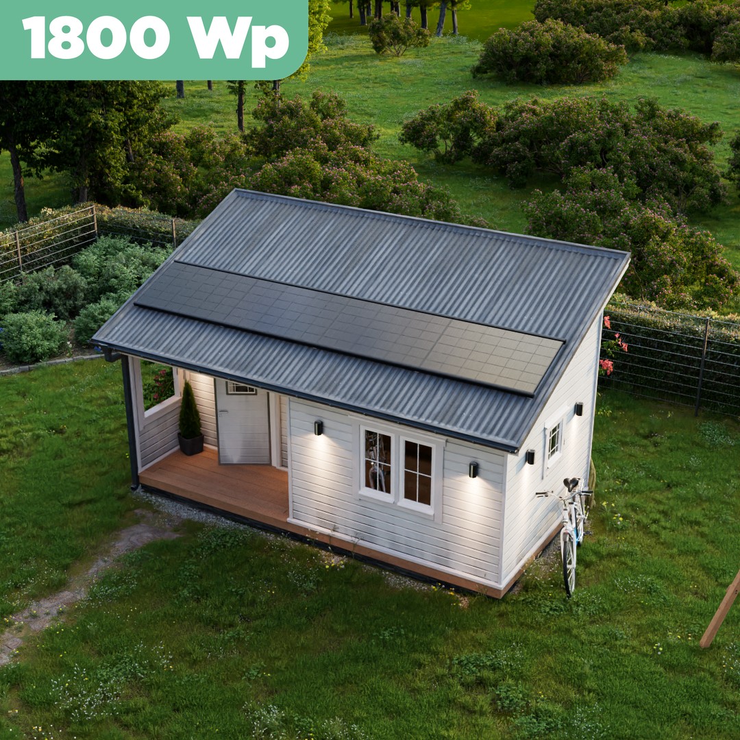 Balkonkraftwerk Trapezblech 1800 Wp — APsystems EZ1-M 800 W / Trina Solar / 450 Wp (Glas-Glas Full Black) / Premium Halterung / eine Reihe quer / 4 Module / 20 m