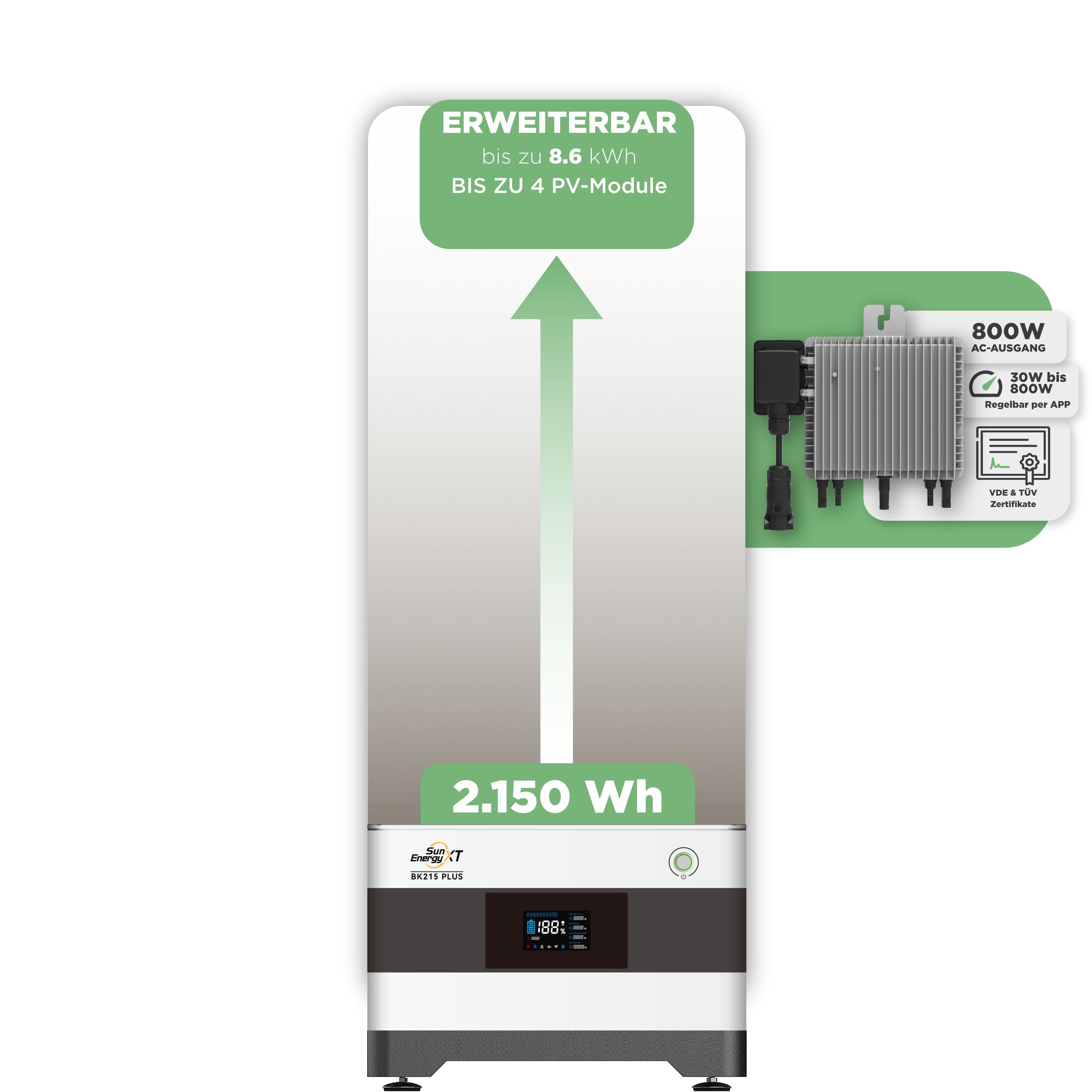 SunEnergyXT Balkonkraftwerkspeicher — 2.150 Wh / 800 W (Deye-SUN-M)