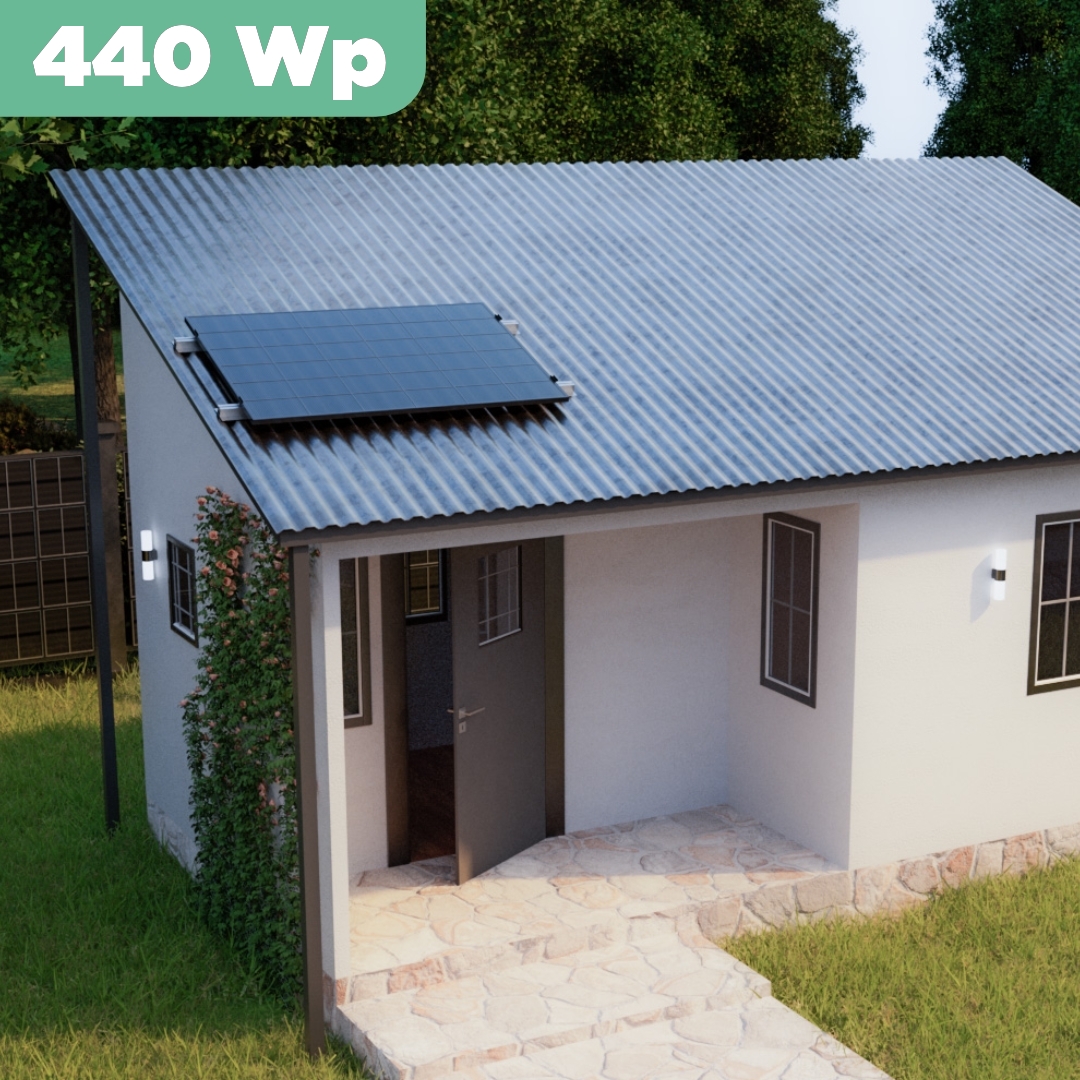 Balkonkraftwerk Trapezblech 440 Wp — APsystems EZ1-M 800 W / Trina Solar / 440 Wp (Glas-Glas + Bifazial) / Standard Halterung / eine Reihe quer / 1 Modul / 20 m