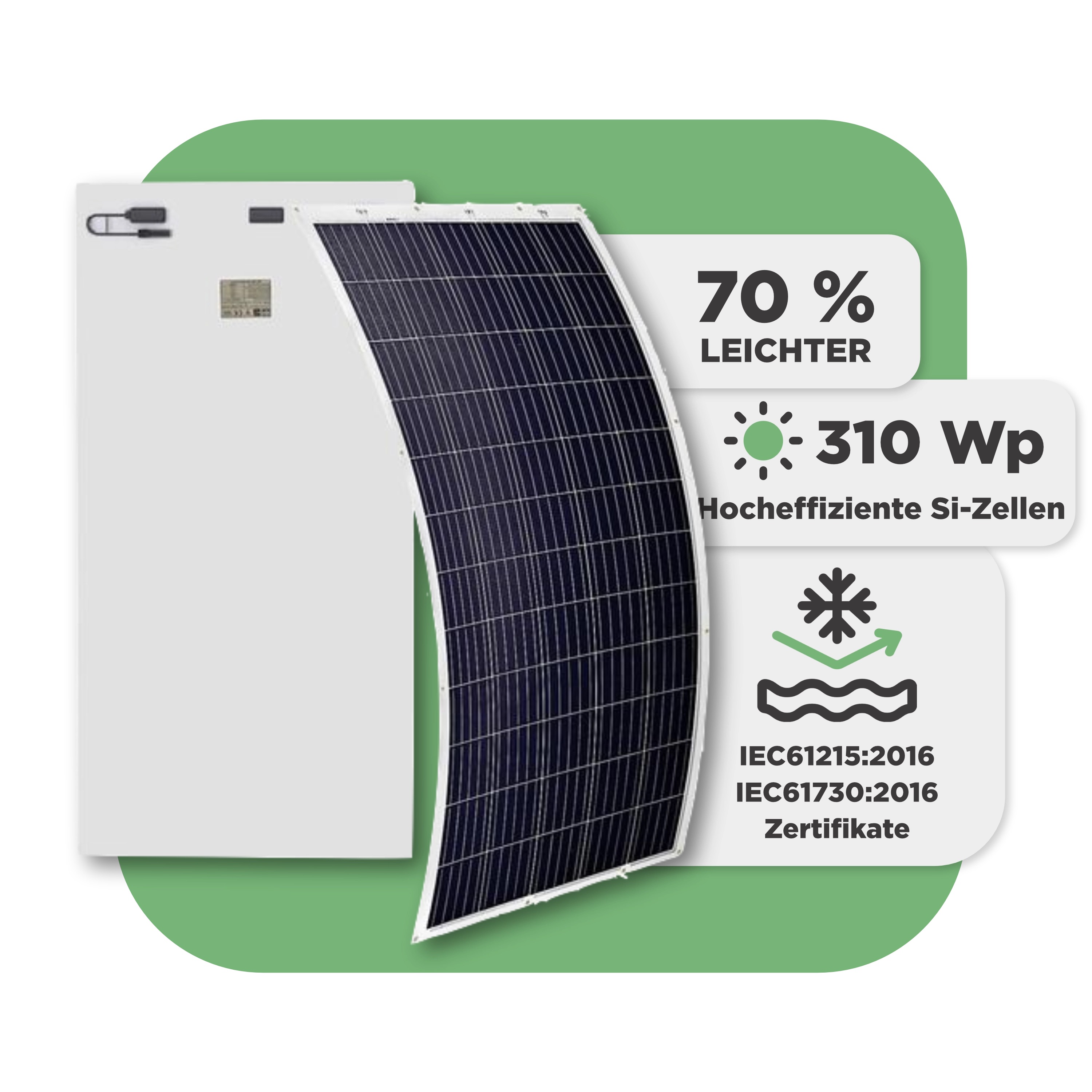 Balkonkraftwerk mit Ultraleicht-Modulen 620 Wp — APsystems EZ1-M 800 W / Sunman / 310 Wp (89 cm x 201 cm) / 2 Module / 10 m