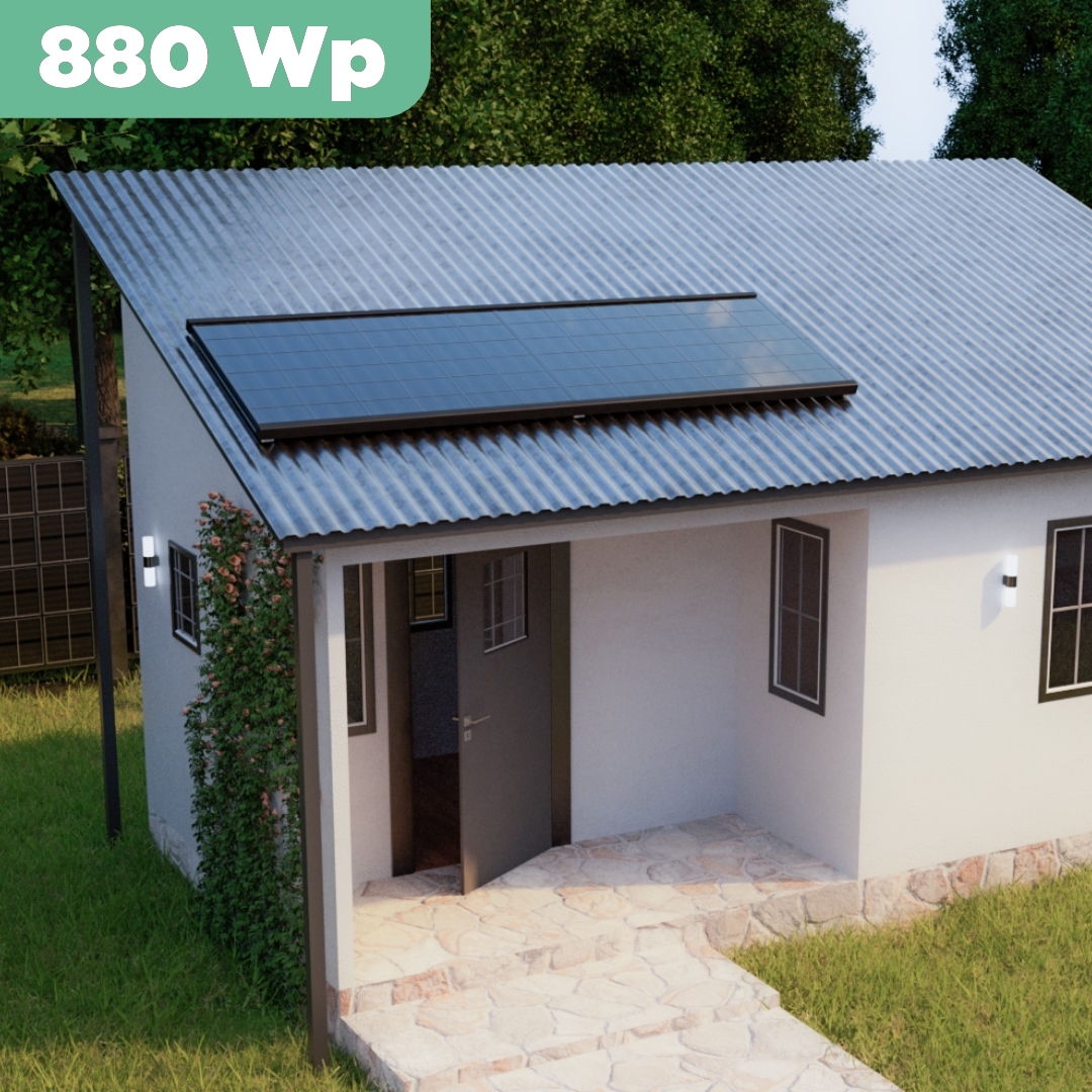 Balkonkraftwerk Trapezblech 880 Wp — APsystems EZ1-M 800 W / Trina Solar / 440 Wp (Glas-Glas + Bifazial) / Premium Halterung / eine Reihe quer / 2 Module / 20 m