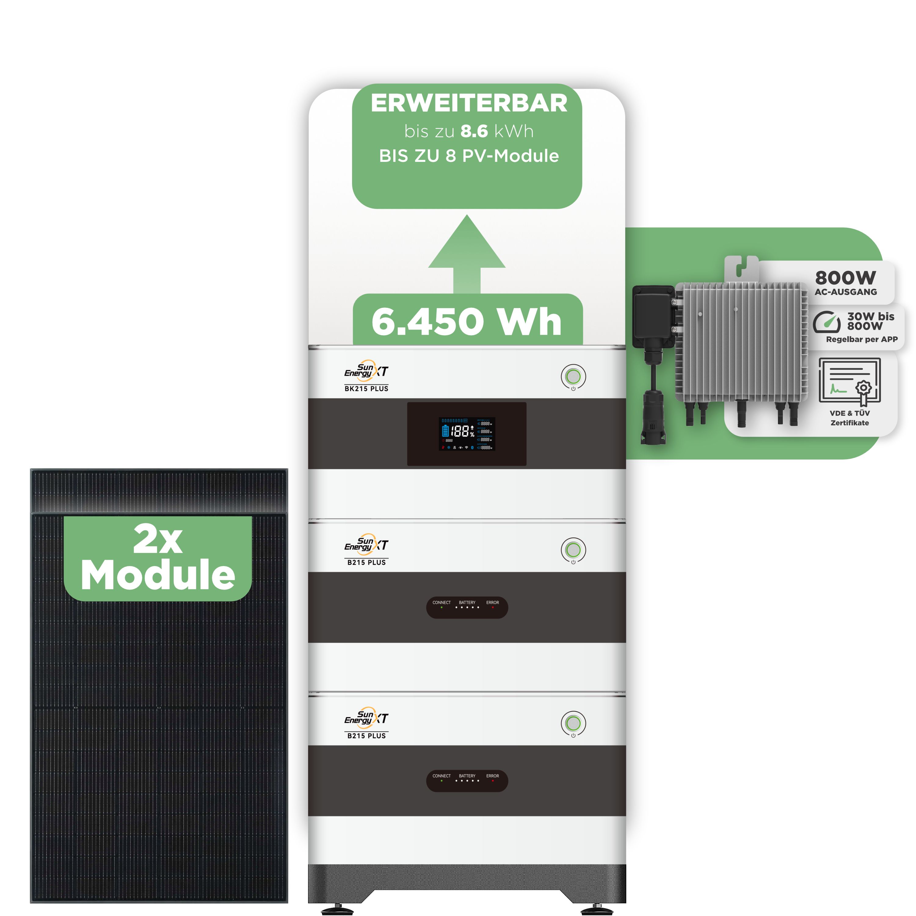 SunEnergyXT BK215 Plus Balkonkraftwerkspeicher 6.450 Wh / 800 W (Deye-SUN-M)