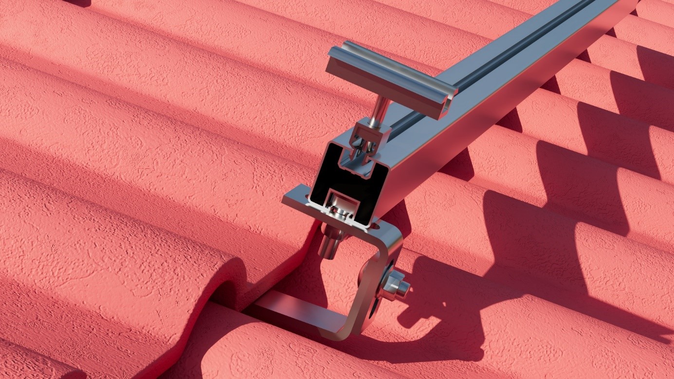 Balkonkraftwerk-Halterung — Schrägdach/Ziegeldach 1x PV-Modul RH 30 mm