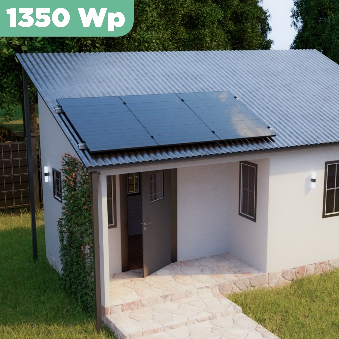 Balkonkraftwerk Trapezblech 1350 Wp — APsystems EZ1-M 800 W / Trina Solar / 450 Wp (Glas-Glas) / Standard Halterung / eine Reihe hochkant / 3 Module / 20 m