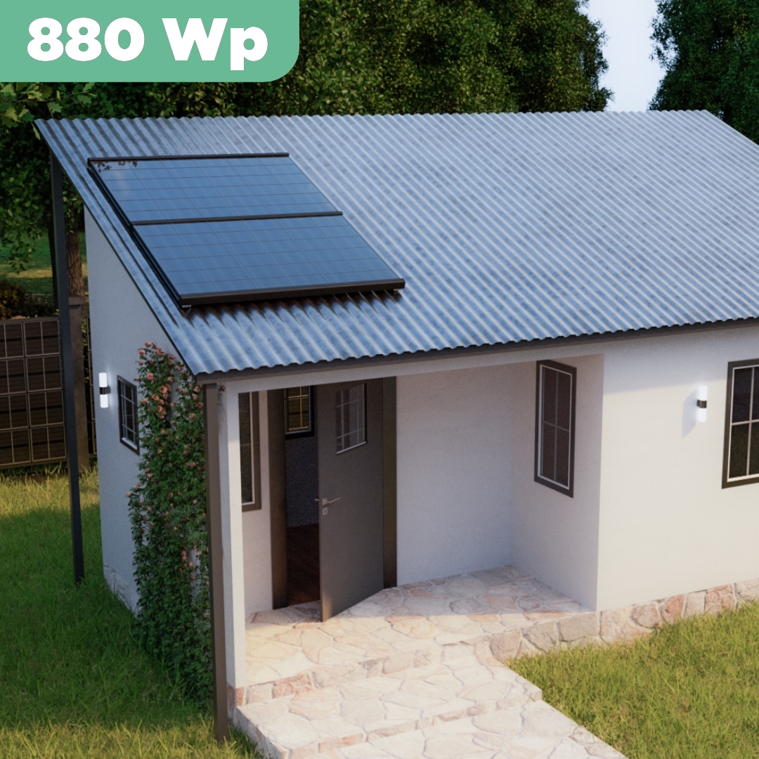 Balkonkraftwerk Trapezblech 880 Wp — APsystems EZ1-M 800 W / Trina Solar / 440 Wp (Glas-Glas + Bifazial) / Premium Halterung / zwei Reihen quer / 2 Module / 20 m