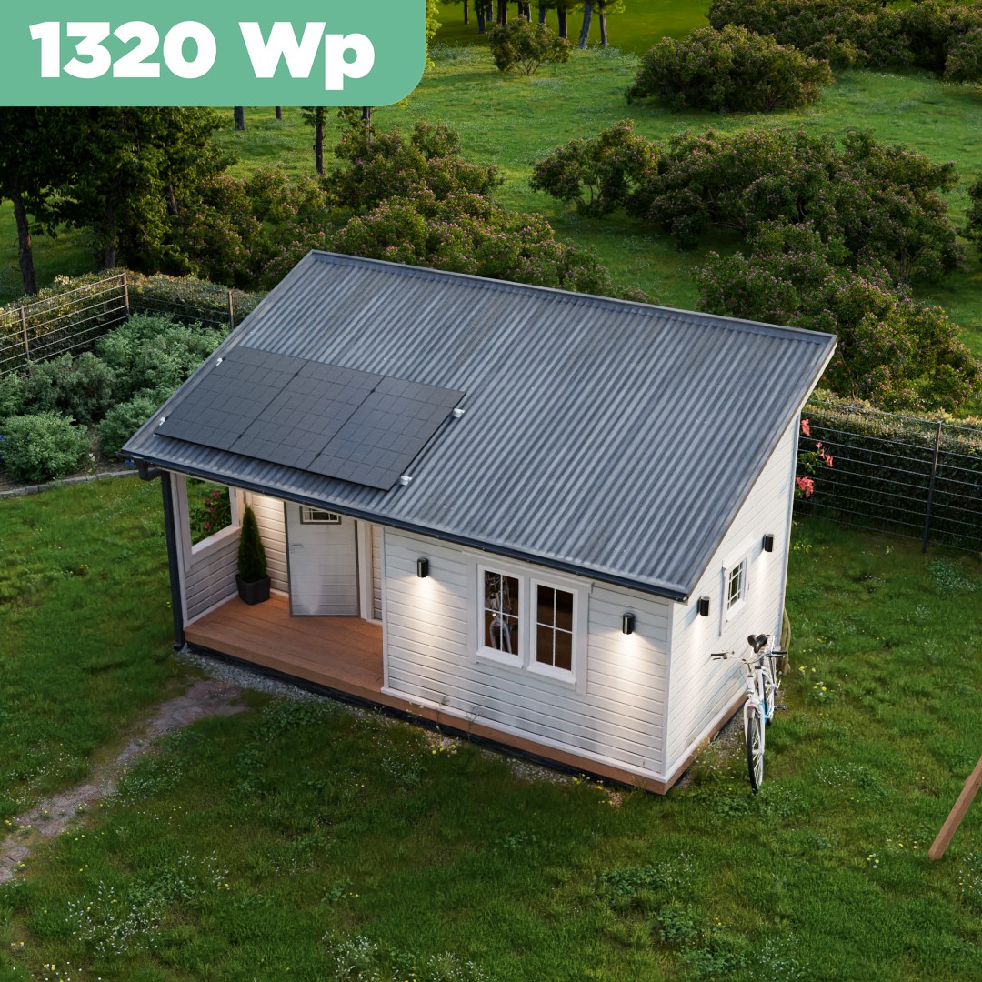 Balkonkraftwerk Trapezblech 1320 Wp — APsystems EZ1-M 800 W / Trina Solar / 440 Wp (Glas-Glas + Bifazial) / Standard Halterung / eine Reihe hochkant / 3 Module / 15 m