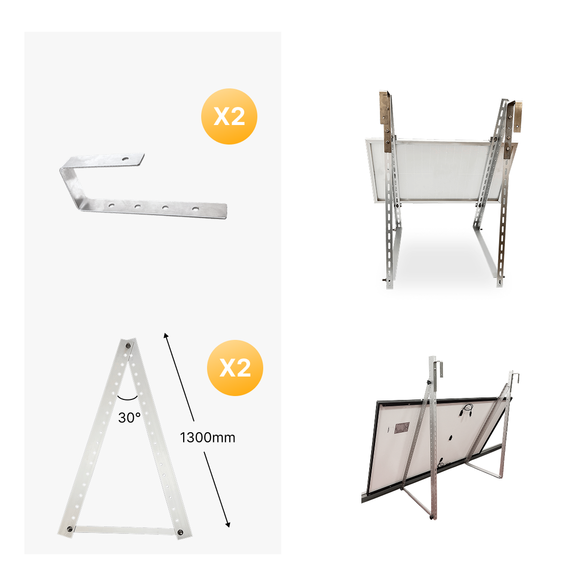 Sunlit Solar 3-in-1 Modulhalterung — Universalhalterung für Balkon, Terasse. Flachdach