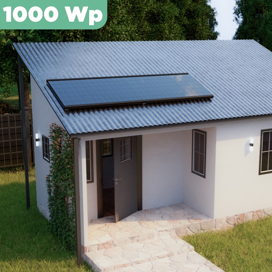 Balkonkraftwerk Trapezblech 1000 Wp — APsystems EZ1-M 800 W / Trina Solar / 500 Wp (Glas-Glas) / Premium Halterung / eine Reihe quer / 2 Module / 20 m