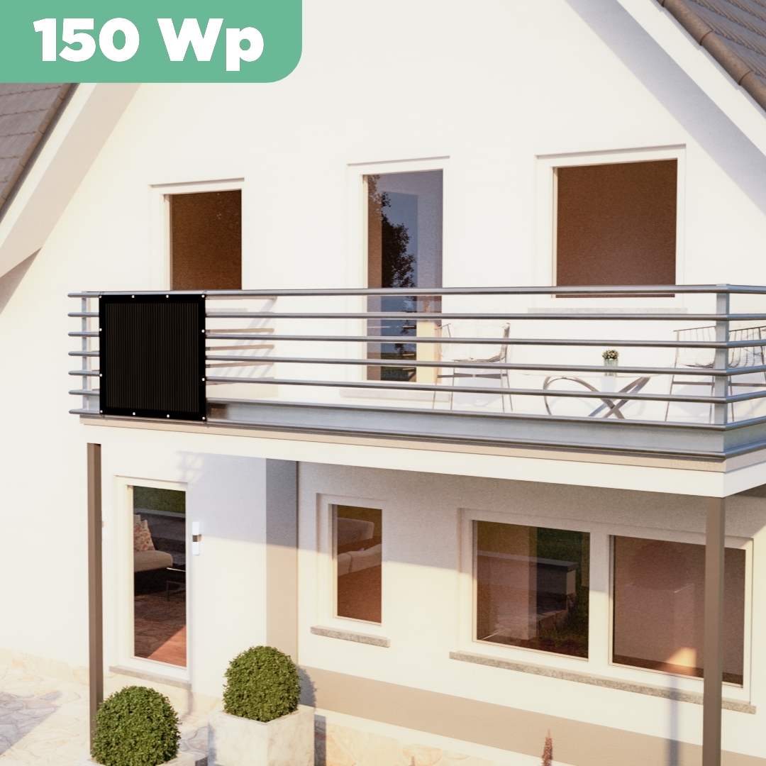 Balkonkraftwerk mit Ultraleicht-Modulen 150 Wp — APsystems EZ1-M 800 W / Sunman / 150 Wp (89 cm x 102 cm) / 1 Modul / ohne Kabel