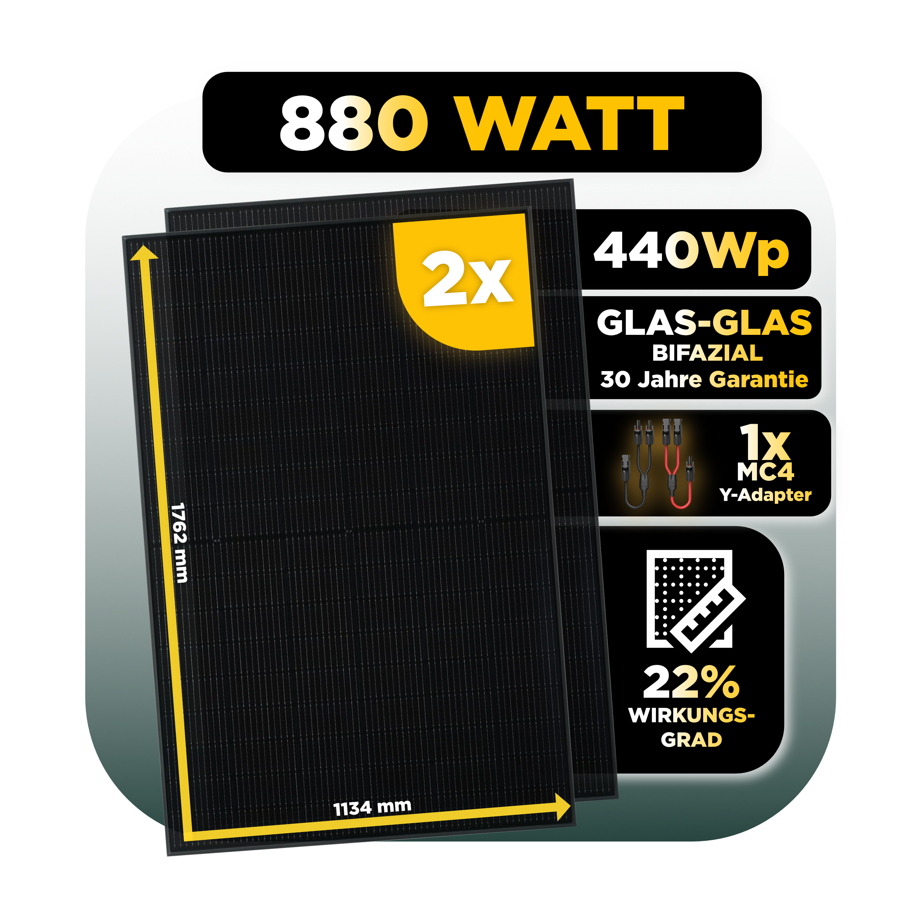 SunEnergyXT Balkonkraftwerkspeicher — 2.150 Wh / 2 x Trina 440 Wp Bifazial