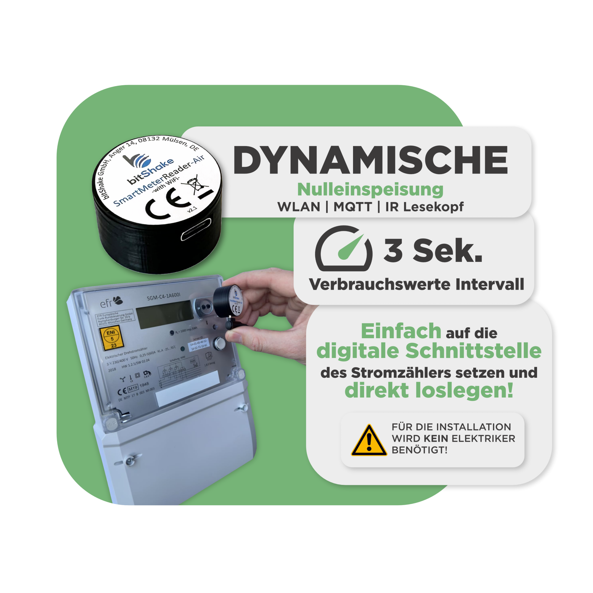 Sunlit Balkonkraftwerkspeicher — 8.600 Wh / mit IR Lesekopf (bitshake) / 2000 W (Deye-SUN-M) / 20 m Schuko Kabel / 10 x Trina 440 Wp Bifazial