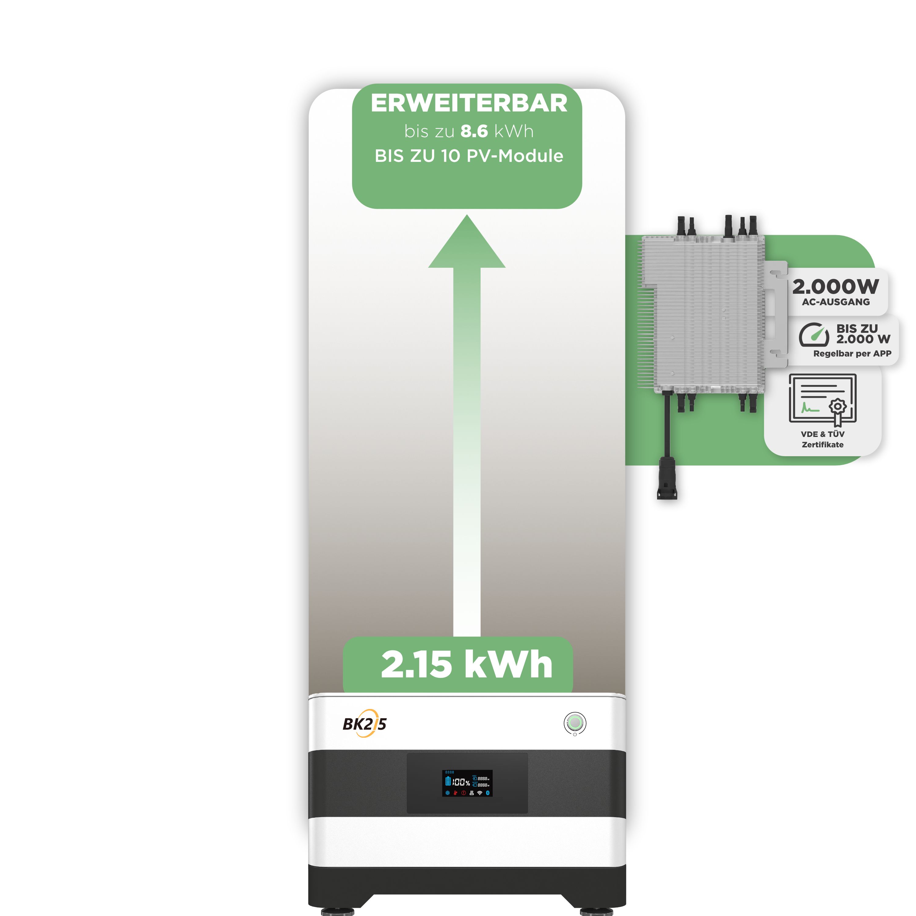 SunEnergyXT Balkonkraftwerkspeicher — 2.150 Wh / 2000 W (Deye-SUN-M)